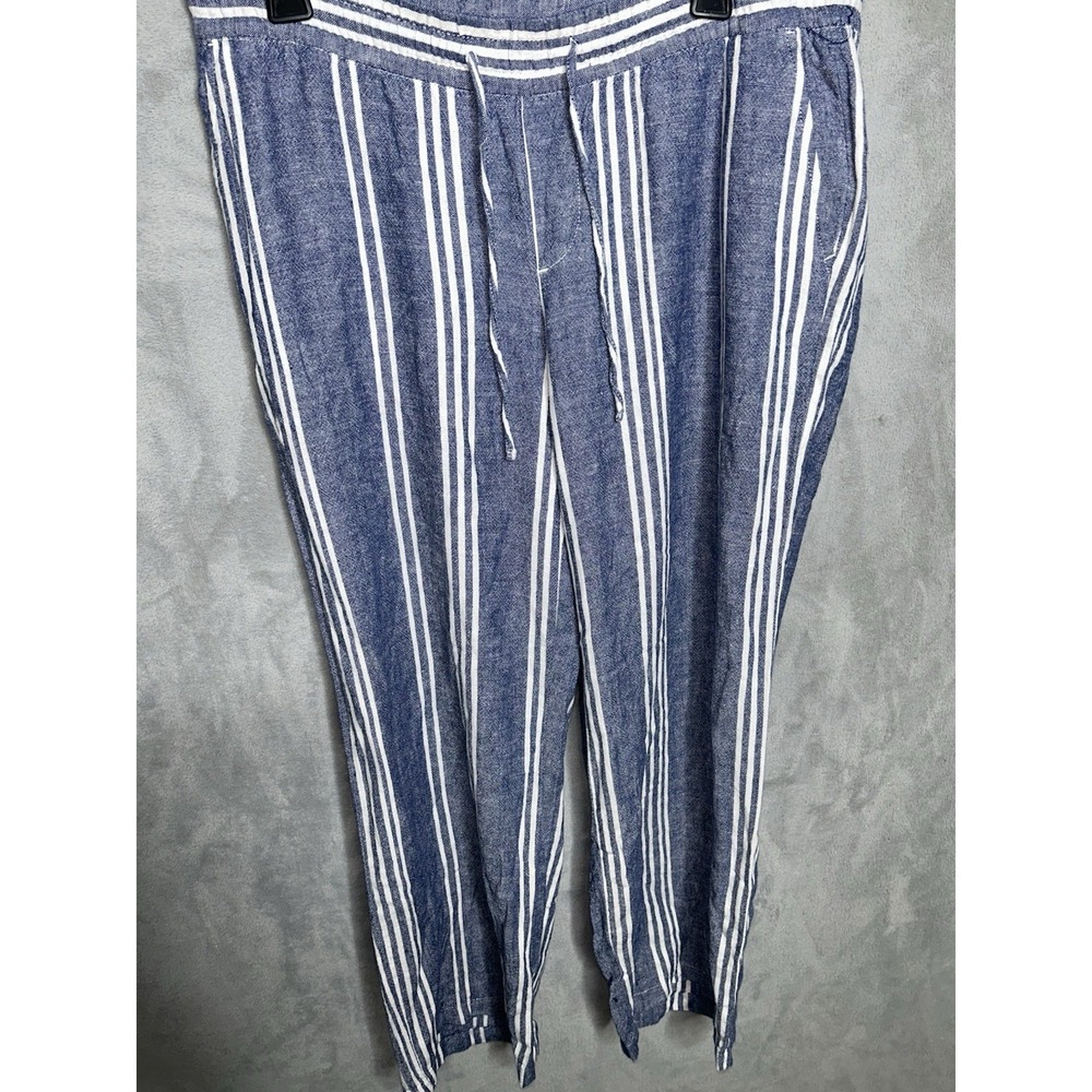 Old Navy womens size M linen Viscose blend bohemian wide striped flare leg pant
